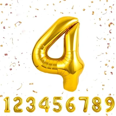 Abbildung von Geburtstag zahlen luftballon 4 jahre Gold Folienballon XXL Riesen in 40&quot; 101cm Geburtstagsdeko Ballon Zahl Deko zum .Fliegt mit Helium
