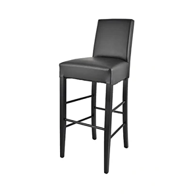 Abbildung von t m c s Tommychairs Moderner Barhocker Luisa, robuste Struktur aus lackiertem Buchenholz Farbe Schwarz, gepolstert und mit Kunstleder in der Schwarz bezogen