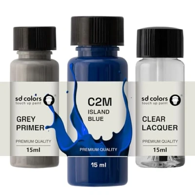 Abbildung von SD COLORS Island Blue C2M Ausbesserungslack, 15 ML, Reparatur Pinsel, Farbcode (Farbe + Grundierung Lack)