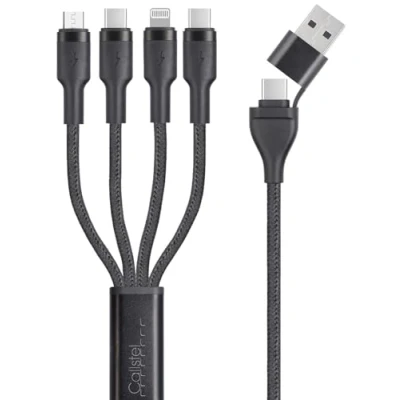 Abbildung von Callstel USB C Ladekabel: 8in1 Lade /Datenkabel C/A zu C/Micro USB/Lightning 60 W, 30 cm (AllInOne Ladekabel, Ladekabel für Apple Lightning, iPhone)