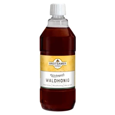 Abbildung von Breitsamer Honig Waldhonig flüssig 1 kg Flasche für Küchenprofis Aromatischer dunkler ideal Großverbraucher Hotels Gastronomie (1 x 1000g)