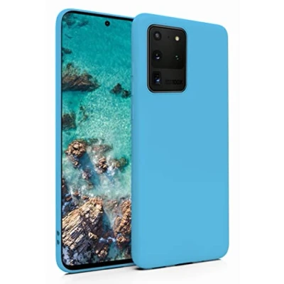 Abbildung von MyGadget Silikon Hülle für Samsung Galaxy S20 Ultra robuste Schutzhülle TPU Case Slim Silikonhülle Back Cover Kratzfest Handyhülle in Hellblau