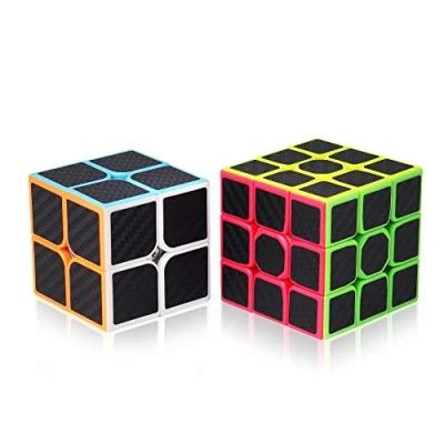 Abbildung von ROXENDA Zauberwürfel, Speed Würfel Set mit 2X2 3X3 Cube Originale, Speedcube Anleitun (Kohlefaser)