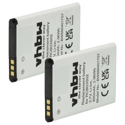 Abbildung von vhbw 2X Akku Ersatz für Swisstone RCB03S02 Handy Smartphone Senioren Telefon (800 mAh, 3,7 V, Li Ion)