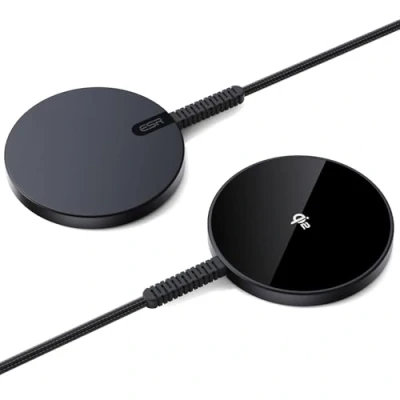 Abbildung von ESR Qi2 15W Magsafe Ladegerät, Wireless Charger für Apple, Kabelloses Ladepad Kompatibel mit iPhone 16/15/14/13 Serie, Galaxy S25 AirPods 4, Magnetisches A/C Kabel, 2 Stück Schwarz