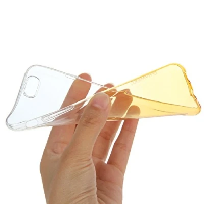 Abbildung von wortek TPU Silikon Case kompatibel mit iPhone 6 Plus / 6S Schutz Hülle Halb Transparent Farbverlauf Gelb