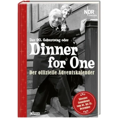 Abbildung von Dinner for One Der offizielle Adventskalender: 90. Geburtstag von Miss Sophie Adventskalenderbuch für Erwachsene mit 31 statt 24 Kapiteln zum Aufschneiden