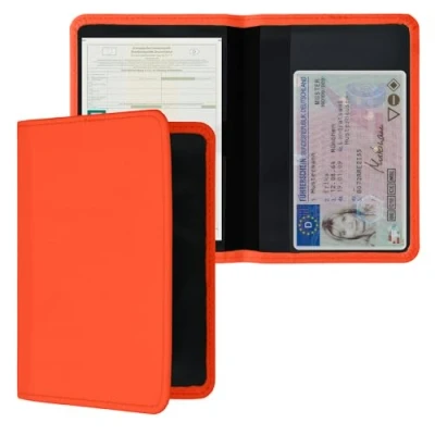 Abbildung von kwmobile Fahrzeugschein Hülle mit Kartenfächern Neopren Etui Tasche für Auto Zulassungsbescheinigung Führerschein Neon Orange