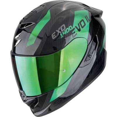 Abbildung von Scorpion Exo Motorradhelm 1400 Evo II Carbon Platted Integralhelm Schwarz / Grün L