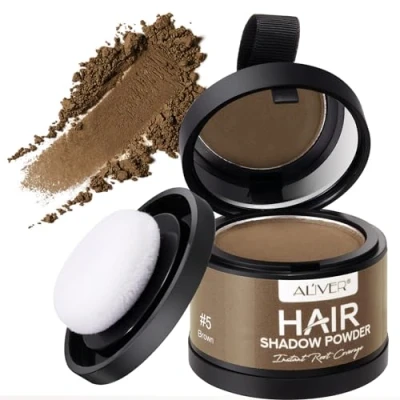 Abbildung von Streuhaar Braun, 4g Ansatzpuder Haarverdicker Haar Concealer zur Haarverdichtung für Frauen und Männer, Wind &amp; Wasserfest zum Ansatz kaschieren (Braun)