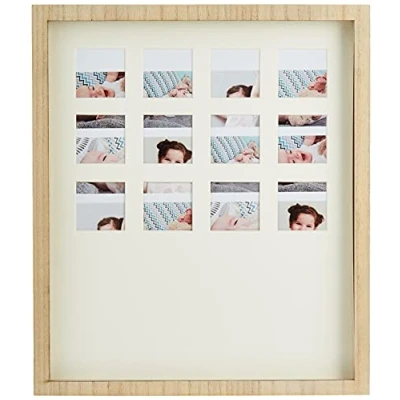 Abbildung von Baby Art My Very First Year Print Frame, Wooden/Holz Optik, Foto Bilderrahmen, Erinnerung für das erste Jahr Ihres Babys, inkl. Gipsabdruck zum Selbermachen, mehrfarbig