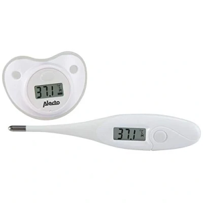 Abbildung von Alecto BC 04 Fieber Thermometer Set Schnuller Digitales flexibel und genau speichert letzte Messung weiß