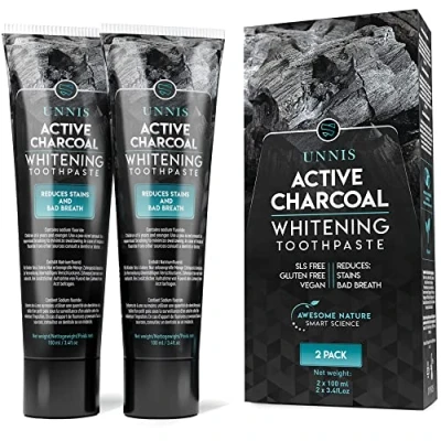 Abbildung von Activated Charcoal Teeth Whitening Toothpaste 2 Pack Active Natural Toothpastes Stain Removal Tooth Whitener Kit for White Safe Plaque Remover