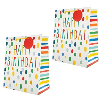 Abbildung von Hallmark Geburtstagsgeschenktüten Bundle 2 große Geschenktüten in 1 leuchtend bunten Design