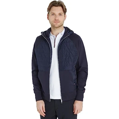Abbildung von Tommy Hilfiger MIX Media Hooded ZIP Through Leichte Jacke, Herren, Größe: Large, Desert sky