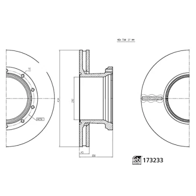 Abbildung von FEBI BILSTEIN 173233 Bremsscheibe Hinterachse 434 45 10 250 Belüftet beschichtet mit ABS Sensorring
