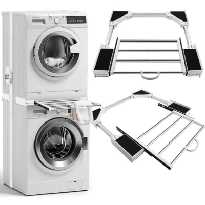 Abbildung von Zwischenbaurahmen Trockner Waschmaschine,Verbindungsrahmen Waschmaschine Universal,Waschmaschine Verbindung FüR Alle Marken Mit Adjustable Size (43 68cm) Stapelgestell