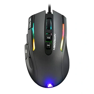 Abbildung von THE G LAB Kult Nitrogen Neutron Hochpräzise kabelgebundene Gaming Maus Optischer Sensor mit 7200 DPI, RGB, 9 Programmierbare Tasten, Ultraleicht, MOBA/FPS Ideal PC / PS5 Xbox One Schwarz