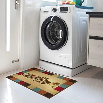 Abbildung von Ottomanson Laundry Kollektion Matte mit Gummirückseite und kariertem Rand, 67 cm x 90 cm, mehrfarbig