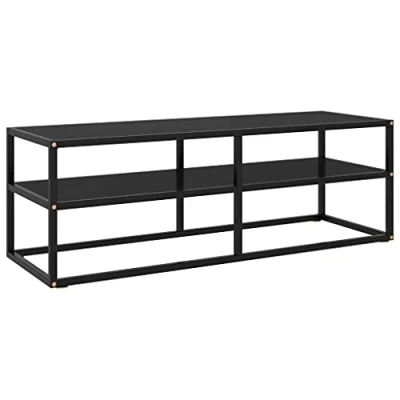 Abbildung von vidaXL TV Schrank Lowboard Möbel Tisch Board Sideboard Fernsehtisch Fernsehschrank HiFi Schwarz mit Schwarzem Glas 120x40x40cm