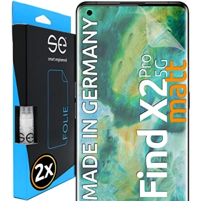Abbildung von 2x se® 3D SCHUTZFOLIE Entspiegelt für Oppo Find X2 Pro 5G,Anti Staub, 100% Fingerabdruck &amp; FaceID kompatibel, einfache blasenfreie Installation, Ultra Klar, Stoß Kratzfest, aus Deutschland