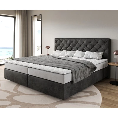 Abbildung von Boxspringbett Dream Great Mikrofaser Anthrazit Vintage 200x200 cm Bonell Matratze PU Topper