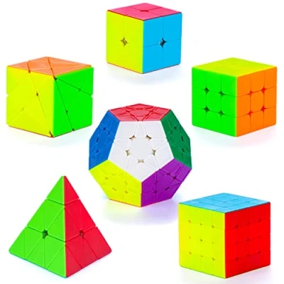 Abbildung von Coolzon Zauberwürfel Set, 6 Stück Speed Cube Set 2x2x2 3x3x3 4x4x4 Pyraminx Megaminx Skewb Smoothly Aufkleberlos Magic Cubes Puzzle Spielzeug für Kinder Erwachsene Anfänger,Geburtstag, Festival
