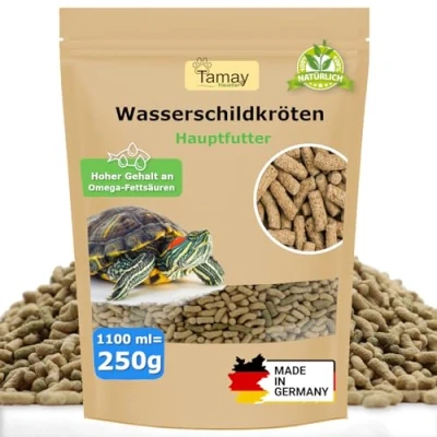 Abbildung von Wasserschildkröten Futter I Hauptfutter für Schildkröten Ausgewogene Nahrung Tierische und pflanzliche Zutaten Schildkrötenfutter Sticks Made in Germany (250g (1,1L))