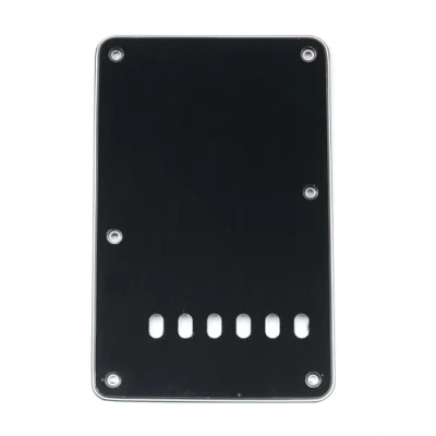 Abbildung von Musiclily 6 Löcher Vintage ST Tremolo Abdeckung Back Plate für Fender American/Mexican Standard Stratocaster Modern Style E Gitarre, 3 lagig Schwarz