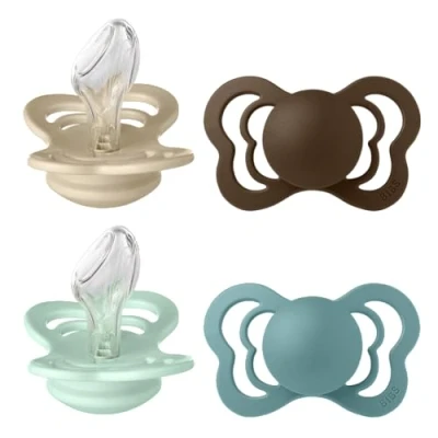 Abbildung von BIBS Couture Schnuller 4er Pack, BPA frei, Kiefergerechte Form. Silikon, Hergestellt in Dänemark, Größe 2 (6 18 Monate), Vanilla Mix