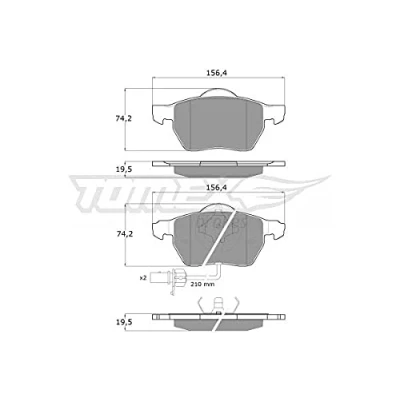 Abbildung von TOMEX brakes TX 13 Bremsbelagsatz Vorderachse inkl. Verschleißwarnkontakt AUDI: A4 B6 Avant, B7 B5 Avant