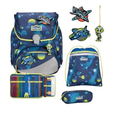 Abbildung von Scout Schulranzen ALPHA Blue Star Set 5 tlg. (5 teilig), Ergonomisch, 1. 4. Klasse