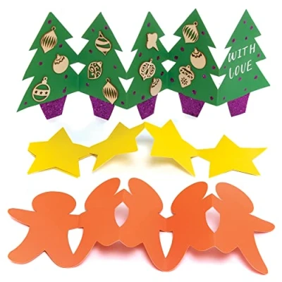 Abbildung von Baker Ross FE869 Weihnachts Ziehharmonika Grußkarten 10er Pack, Kartenrohlinge für die Kartenherstellung, Gestalte deine eigenen Weihnachtskarten, Ideal Kinder Kunst und Bastelprojekte