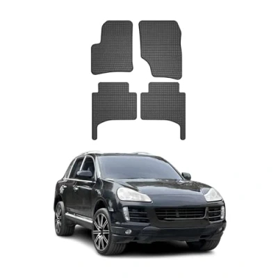 Abbildung von OMAC Gummi Fußmatten kompatibel mit Porsche Cayenne 2002 2010 Automatten Schwarz 4tlg