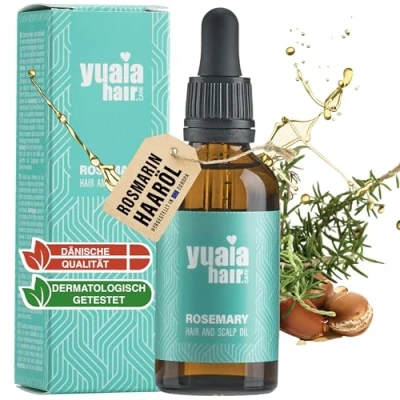 Abbildung von Yuaia Haircare Rosmarinöl Haarwachstum beschleunigen 100% Bio Minimiert Spliss Kopfhautpflege für mehr Haar Haaröl Frauen &amp; Männer Naturkosmetik die Kopfhaut