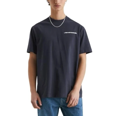 Abbildung von Marc O&#039;Polo Denim Orange Fibre Capsule Graphic Tshirt print, Herren, Größe: XL, True navy
