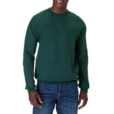 Abbildung von Hanes Herren Sweatshirt aus Baumwolle, schwer, Rundhalsausschnitt, Grün Deep Forest, Large