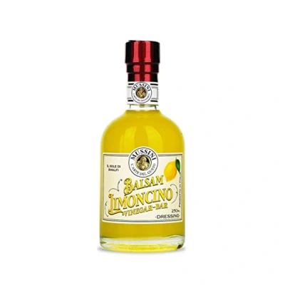 Abbildung von Mussini Balsamico Dressing Limoncino aus Modena, OHNE Alkohol, 250 ml Balsam Vinegar Bar of Modena für alkoholfreieund alkoholische drinks, Vorspeisen, Hauptgerichte, Desserts Made in Italy
