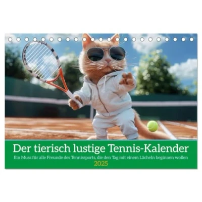 Abbildung von Der tierisch lustige Tennis Kalender (Tischkalender 2025 DIN A5 quer), CALVENDO Monatskalender
