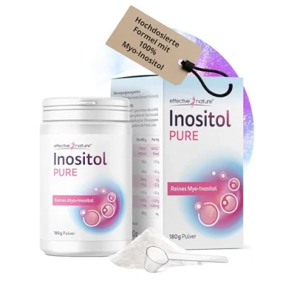 Abbildung von effective nature Inositol Pure 180 g reines Myo Pulver 4000 mg pro Tag Reicht für 45 Tage