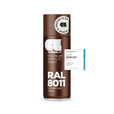 Abbildung von COSMOS LAC Sprühlack braun, glänzend Spraydosen Sprühfarbe DIY Lack Acryllack Spray Farbspray Sprühdose Lackspray Farbe für Kunststoff, Metall, uvm. (RAL 8011 nussbraun)