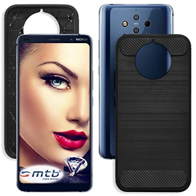 Abbildung von mtb more energy® Hülle Carbon für Nokia 9 PureView (5.99&#039;&#039;) Schwarz flexibel TPU Case Cover Tasche Schutzhülle