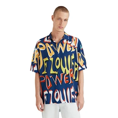 Abbildung von Desigual Men&#039;s CAM_Peter,5007 T Shirt, Blue, L