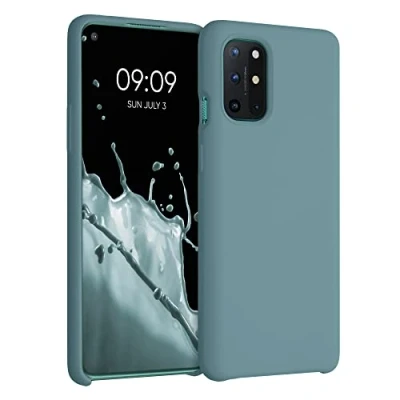 Abbildung von kwmobile Hülle kompatibel mit OnePlus 8T Silikon Handy Case Handyhülle weiche Oberfläche kabelloses Laden Arctic Night