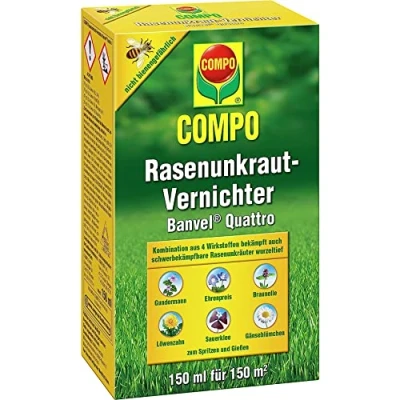 Abbildung von Compo Rasenunkraut Vernichter Banvel Quattro, Bekämpfung von schwerbekämpfbaren Unkräutern im Rasen, Konzentrat, 150 ml (150 m²)
