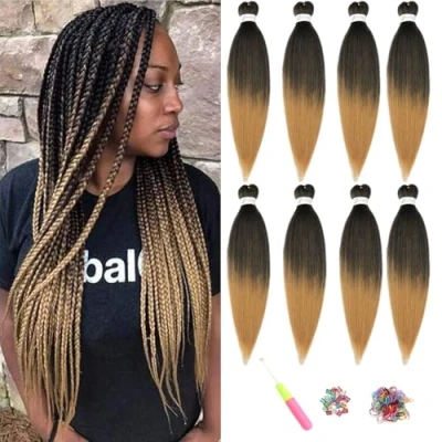 Abbildung von Pre Stretched Braiding Haar ShowJarlly Easy Braid Professionelle Kunstfaser Häkelborten 20 Zoll 8Packs/Lot Yaki Texture Flechten Haarverlängerungen Häkelgeflecht Weiche Crochet