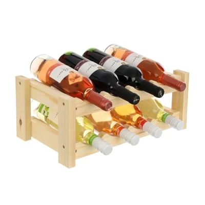 Abbildung von GoodFreshDecor Weinregal Flaschenregal Holz Für 8 Flaschen Holzregal Flaschenhalter Weinflaschenhalter Weinständer Kiefernholz Naturfarbe Stabil 43 x 24 17,5 cm