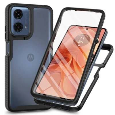 Abbildung von XINNI Hülle für Motorola Moto G35, 360 Grad Stoßfeste Schutzhülle mit Integriertem Bildschirmschutz, Robuster Bumper Outdoor Full Body Case, Schwarz
