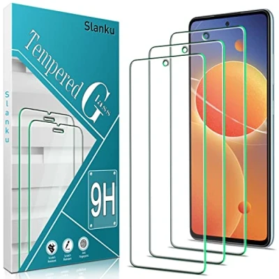 Abbildung von Slanku 3 Stück Schutzglas für Samsung Galaxy A52 4G / 5G A52s Schutzfolie, Frei von Kratzern, 9H Härte, HD Displayschutzfolie, 0.33mm Ultra klar, Blasenfrei, Ultrabeständig