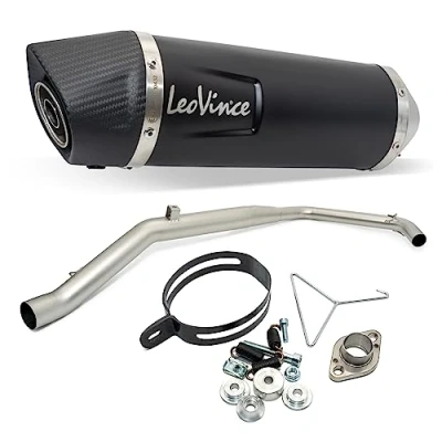 Abbildung von Auspuffanlage LeoVince Komplettanlage SBK LV ONE EVO Black Edition, Edelstahl schwarz, Carbon Kappe, 1/1, mit Zulassung für Yamaha MT 125 / YZF R125 Kat